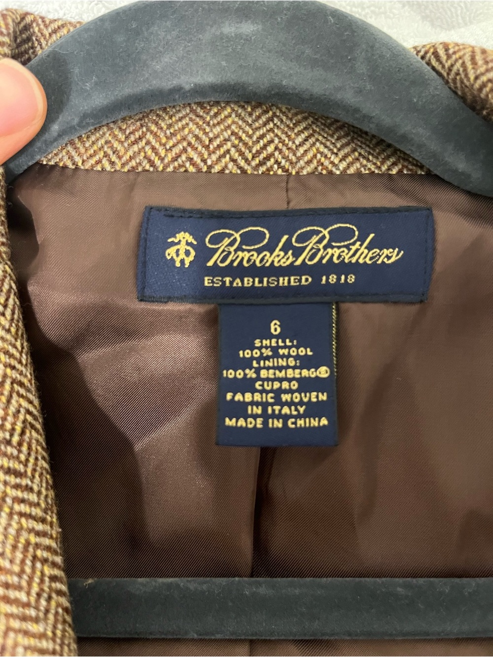 Brooks Brothers Brown Herringbone Blazer Jacket - Picture 3 of 3